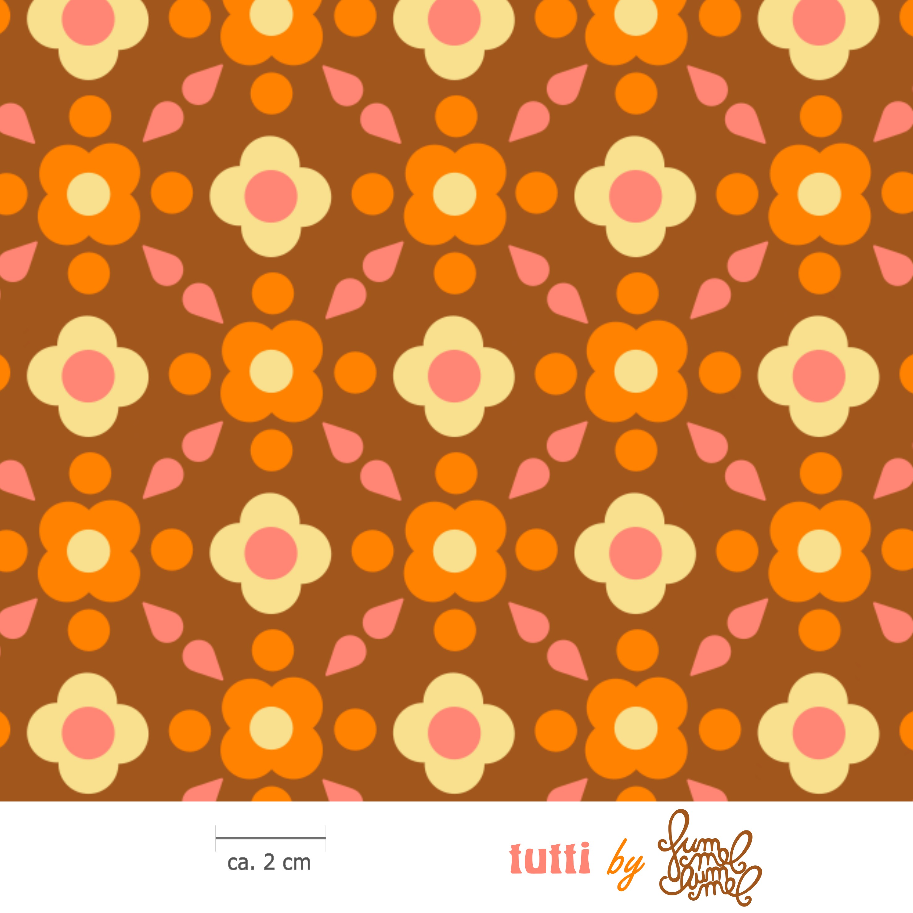 Bio Stoff  - Tutti Zimt - Fummelhummel, Floral & Blumen, braun