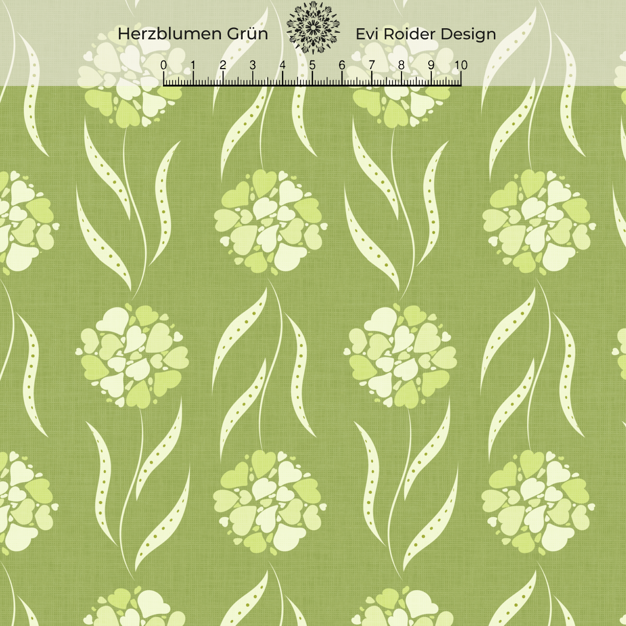 Bio Stoff - Herz Blumen grün