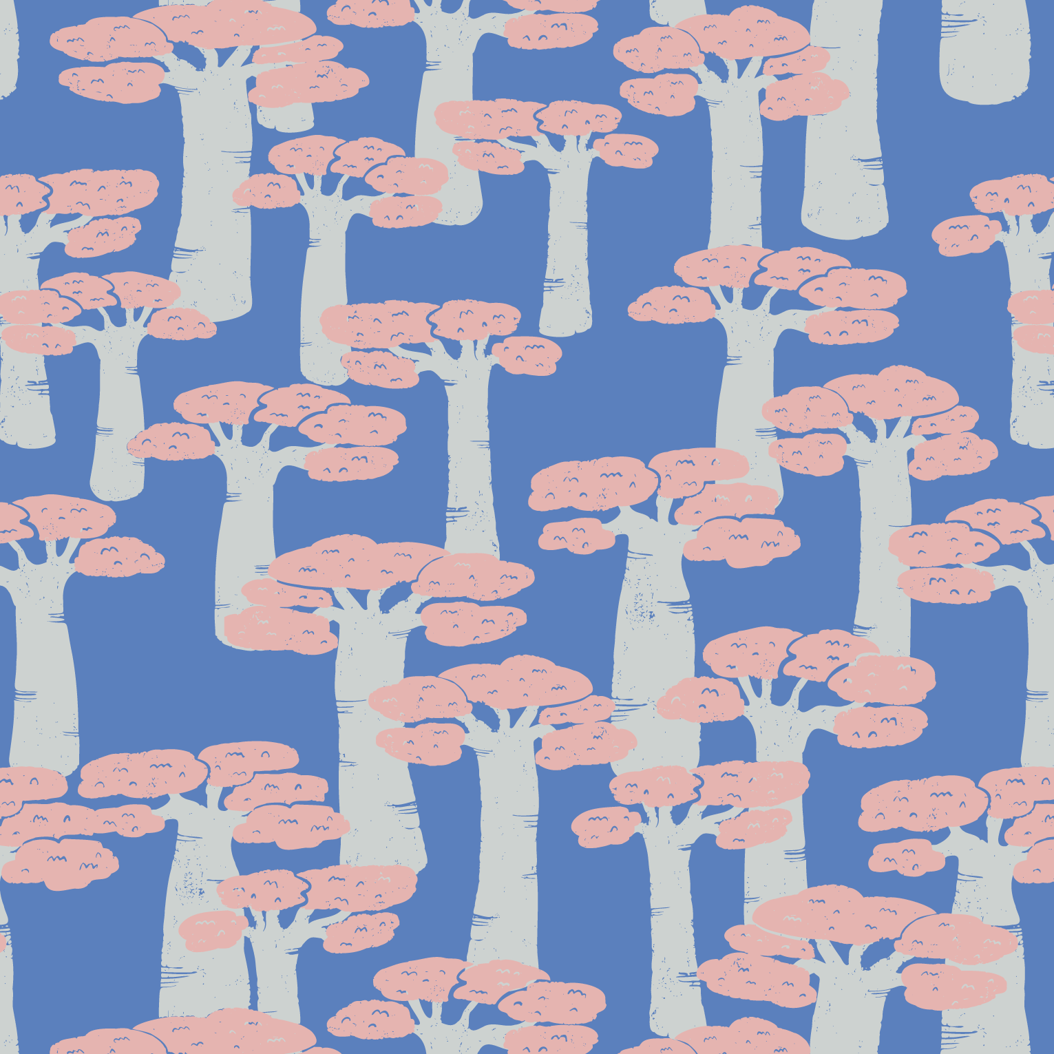 Organic fabric  - Under the Baobab blue