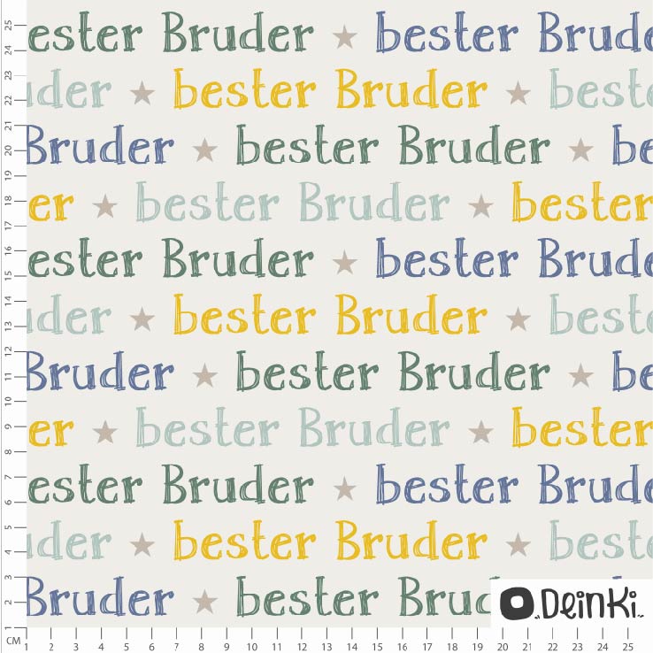 Bio Stoff  -  Geschwister Bester Bruder  - Deinki, creme, Buchstaben & Zahlen