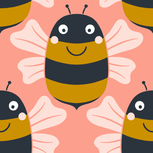 Bio Fabric - Summ And Hops Bumblebee Pink by Sanne Paul in pink
