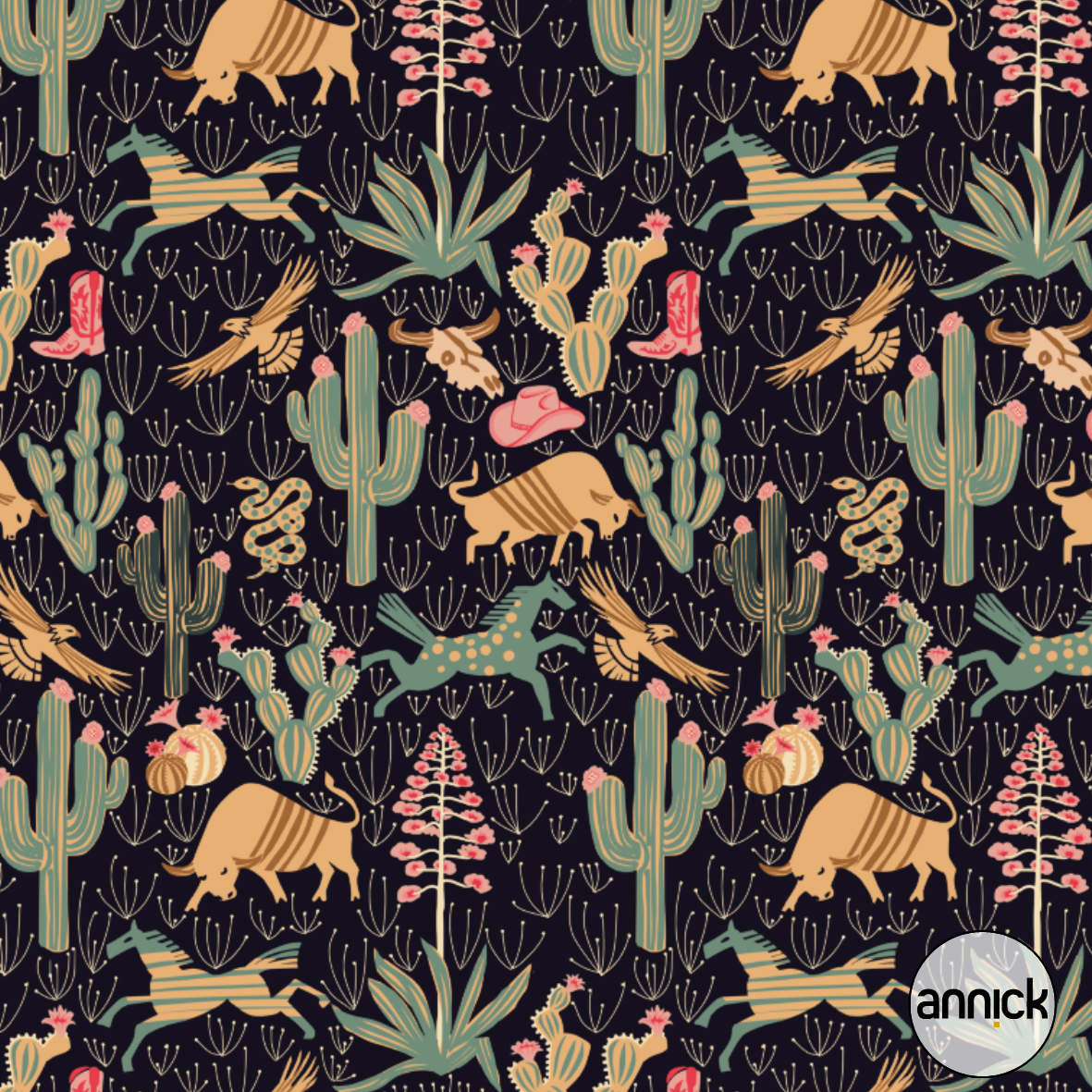 Bio Fabric - Western Americana By Night by Annick in black