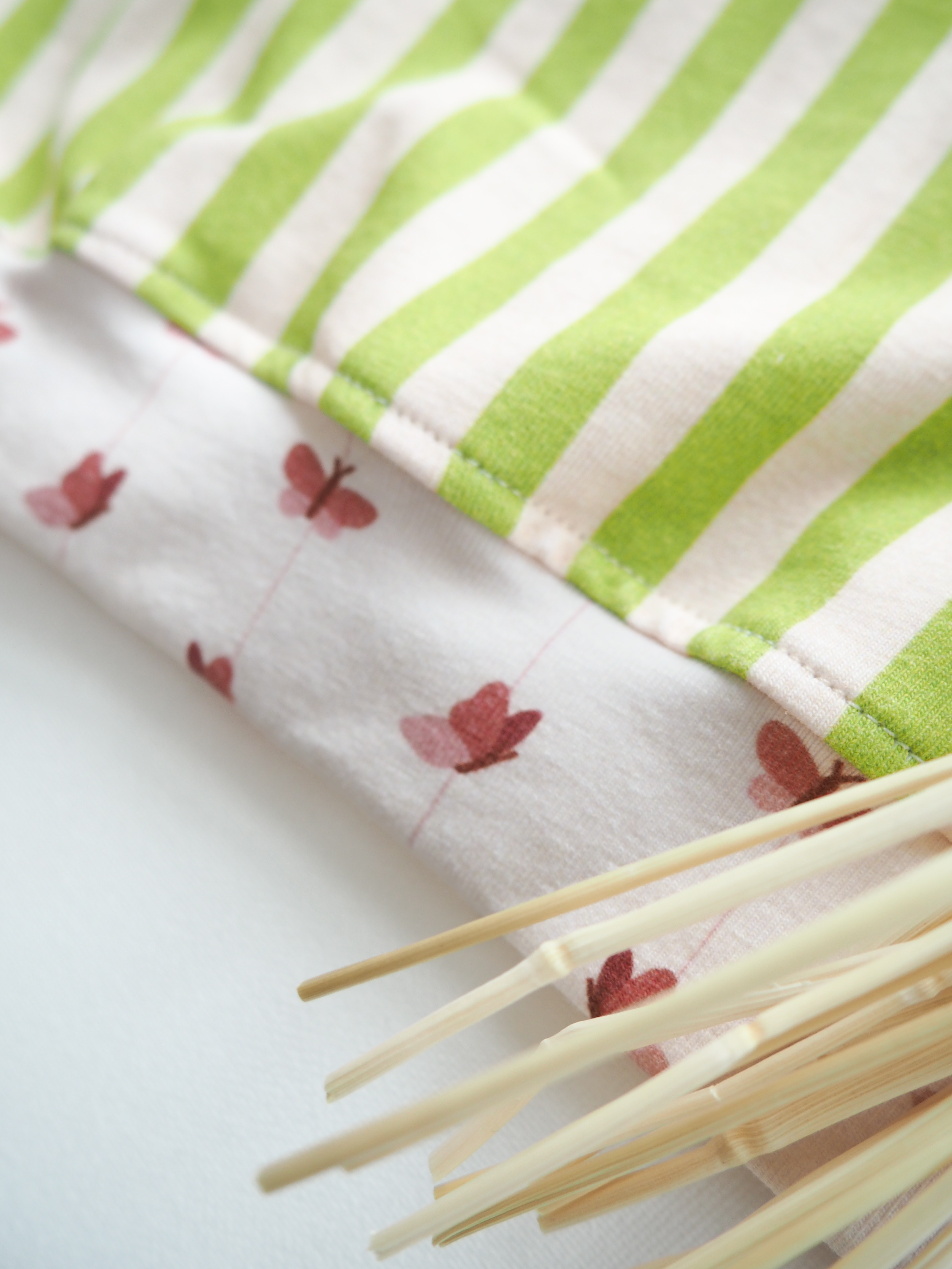 Organic fabric - Butterfly Garden Kombi Stripes green