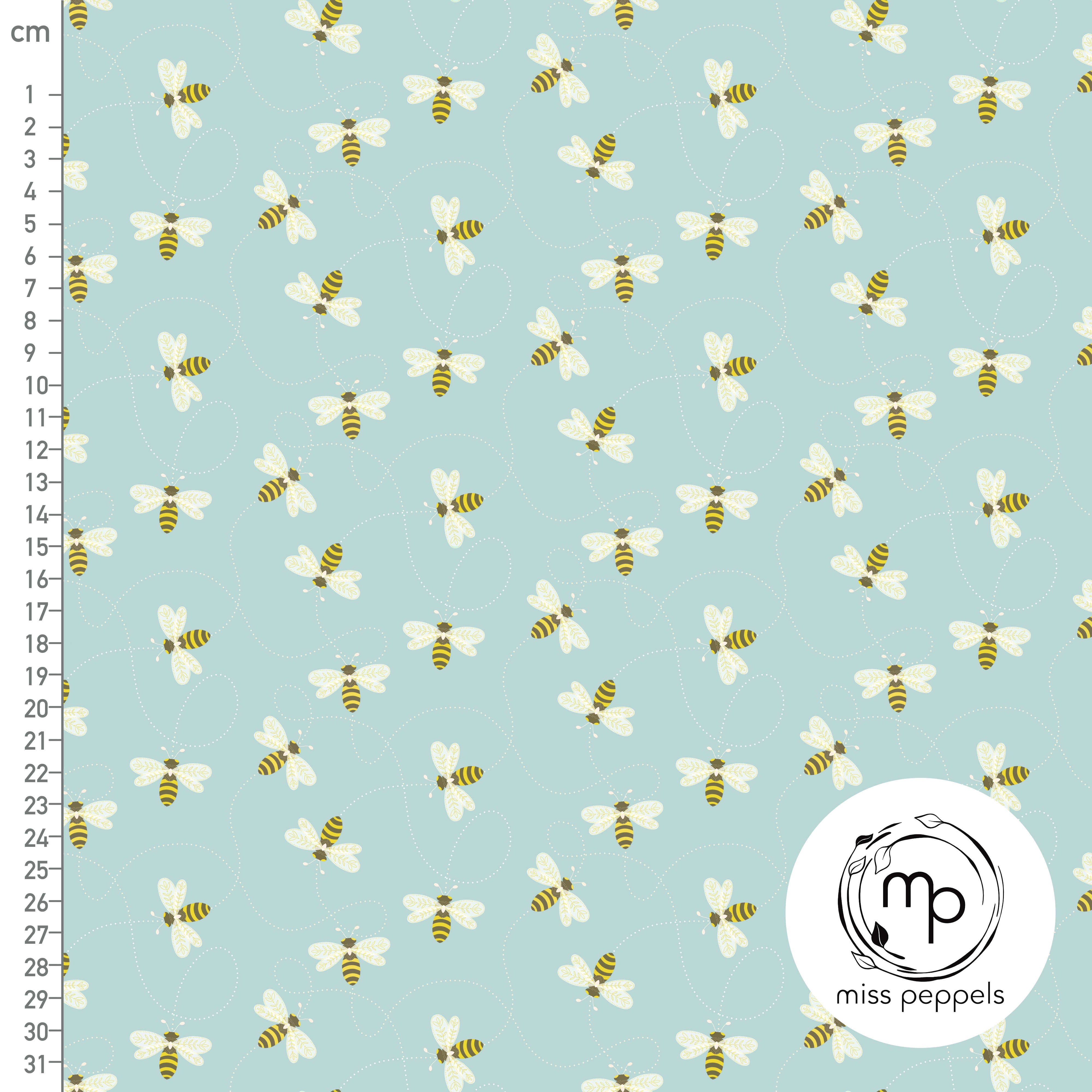 Bio Stoff - Bienen Türkis von misspeppels in türkis
