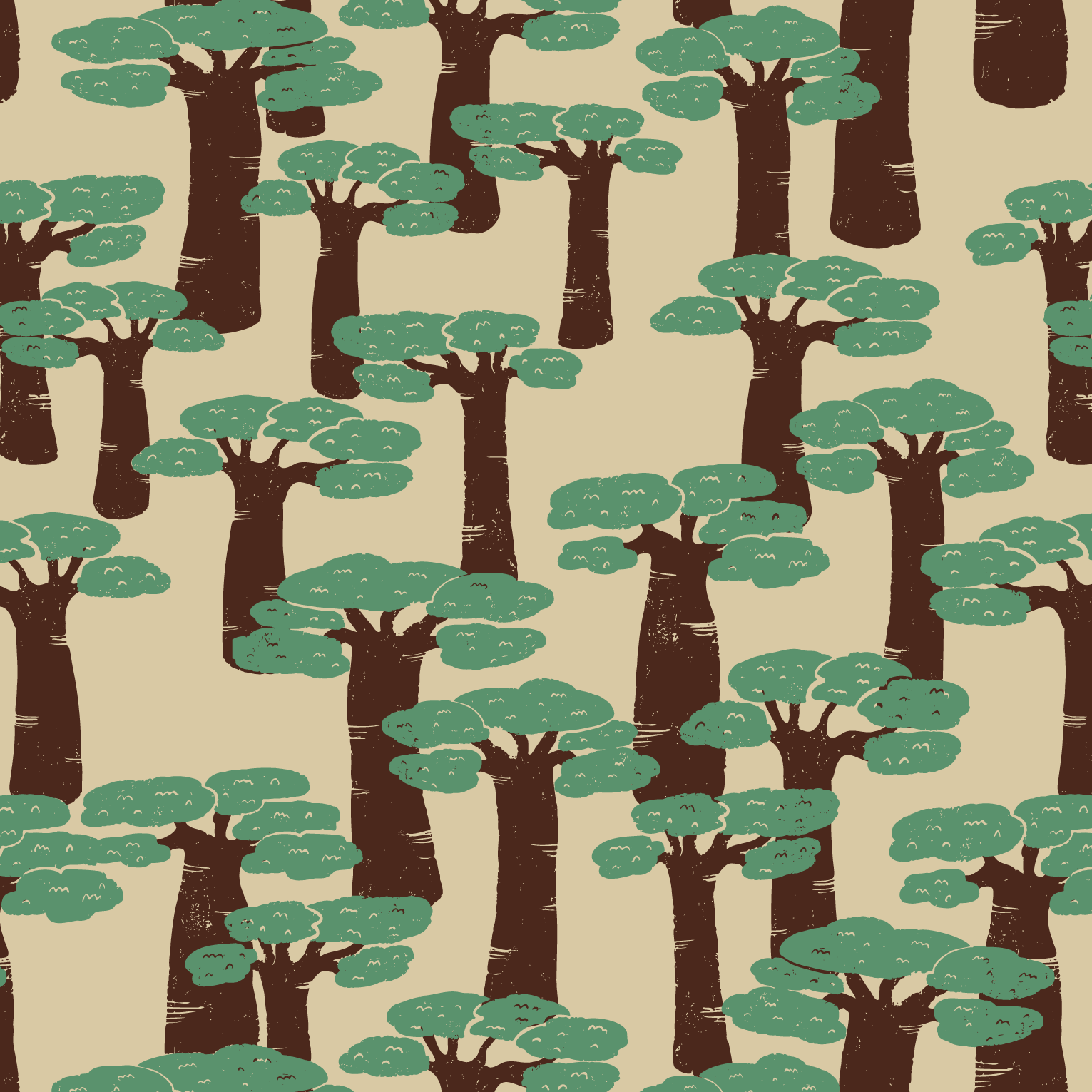 Organic fabric  - Under the Baobab green
