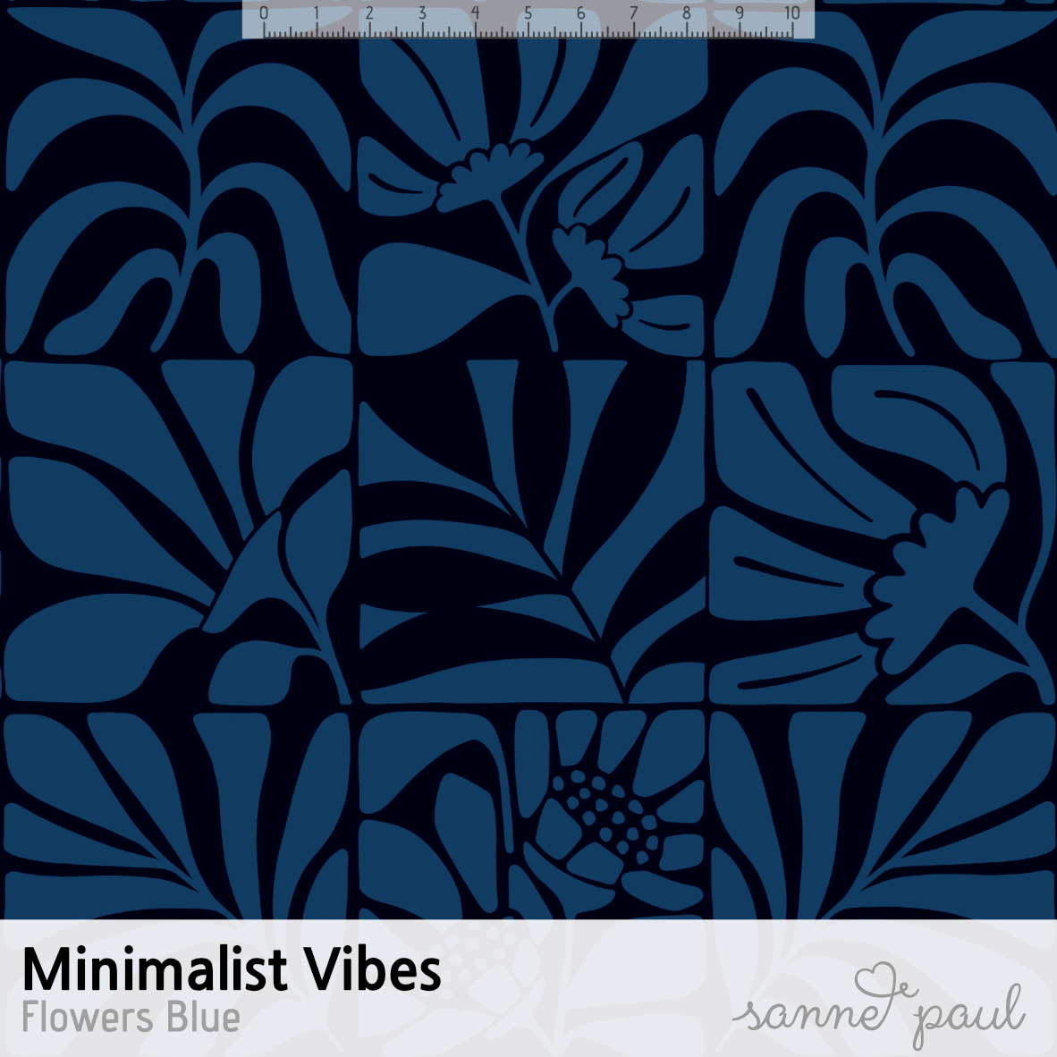 Bio Stoff - Minimalist Vibes Flowers Blue von Sanne Paul in blau