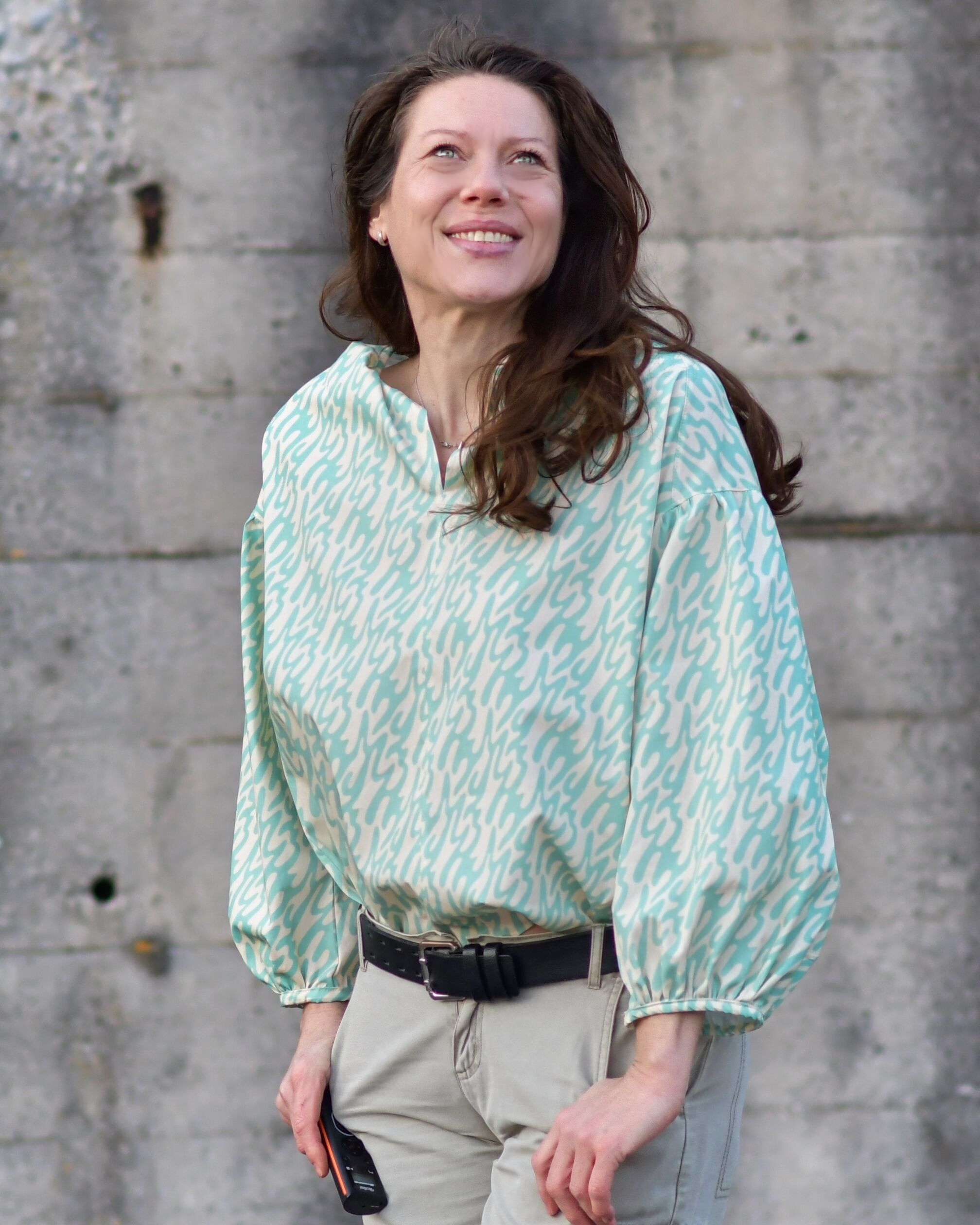 Bio Stoff - Groovy Shapes Retro Swing Small grün, beige