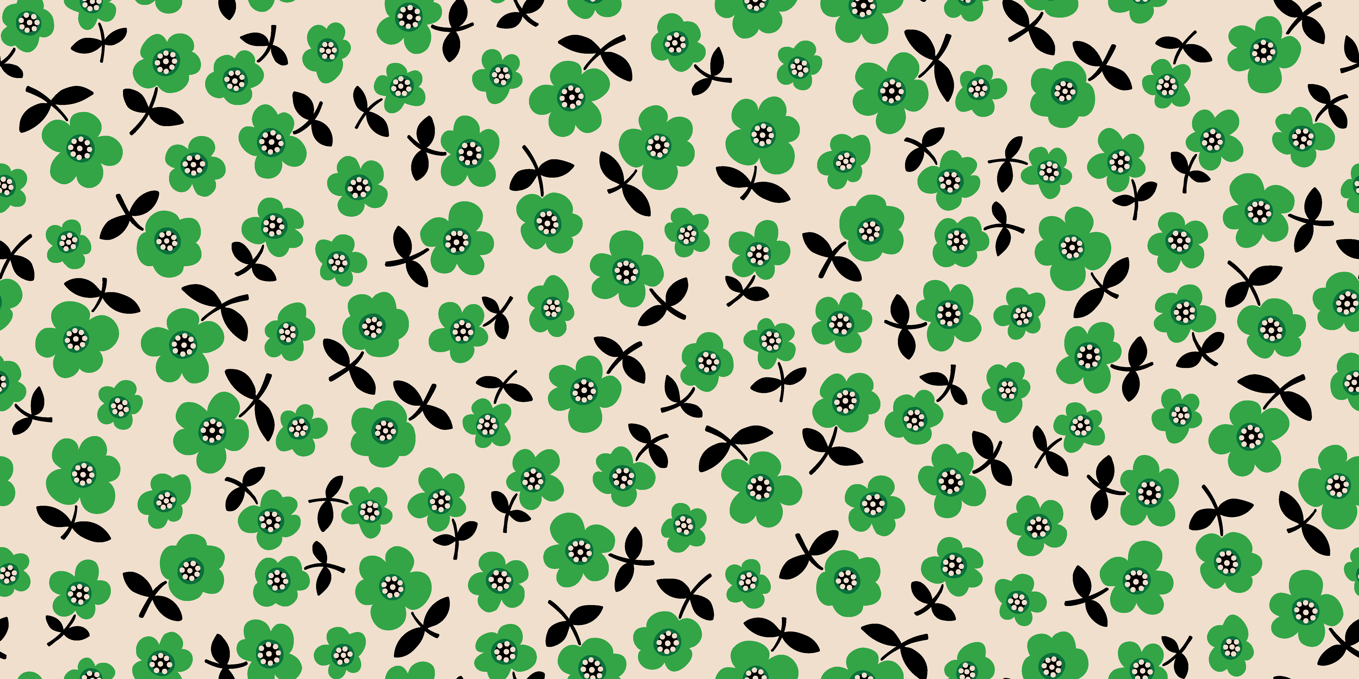 Organic Fabric - Colorful Flower Sea Green by Alexandra Weise in green