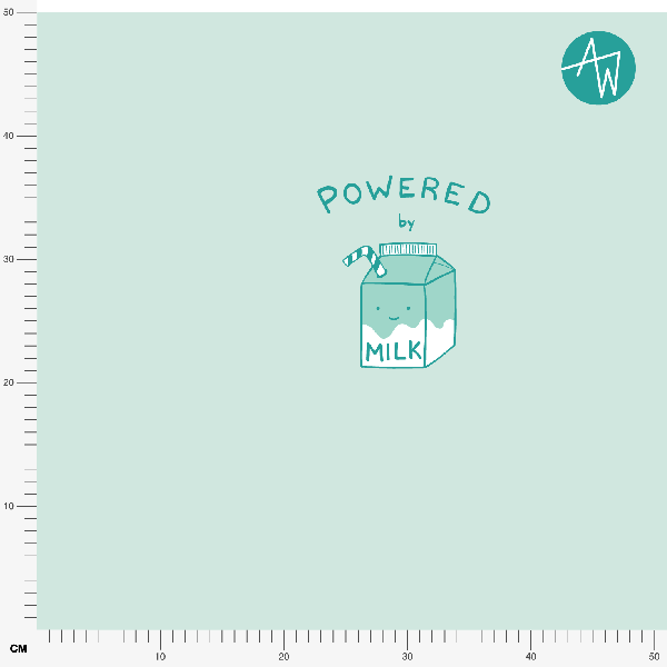 Organic fabric  - 50cm Panel Milk Club mint