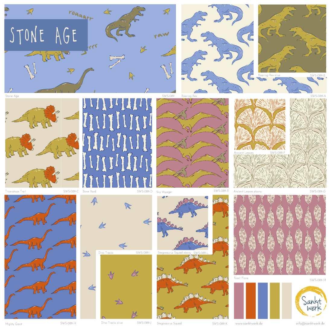 Bio Stoff  - Stone Age Ancient Leaves creme