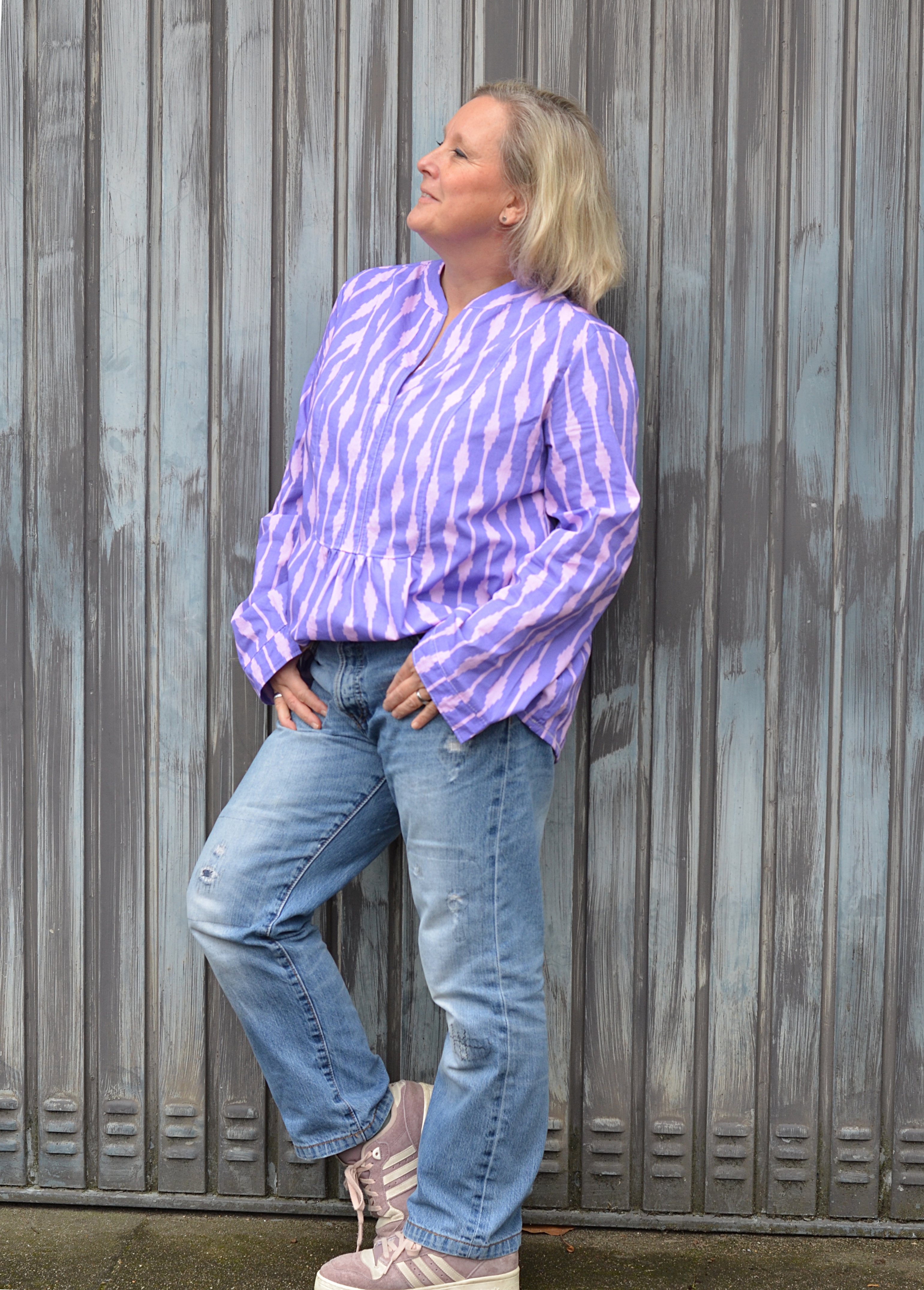 Bio Stoff - Woven Geometrics Stripes beige, braun