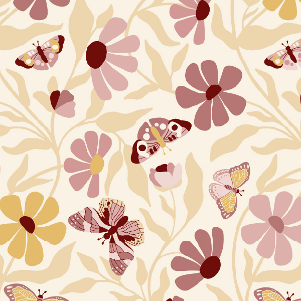 Bio Stoff  - Butterfly Garden Blütenflug