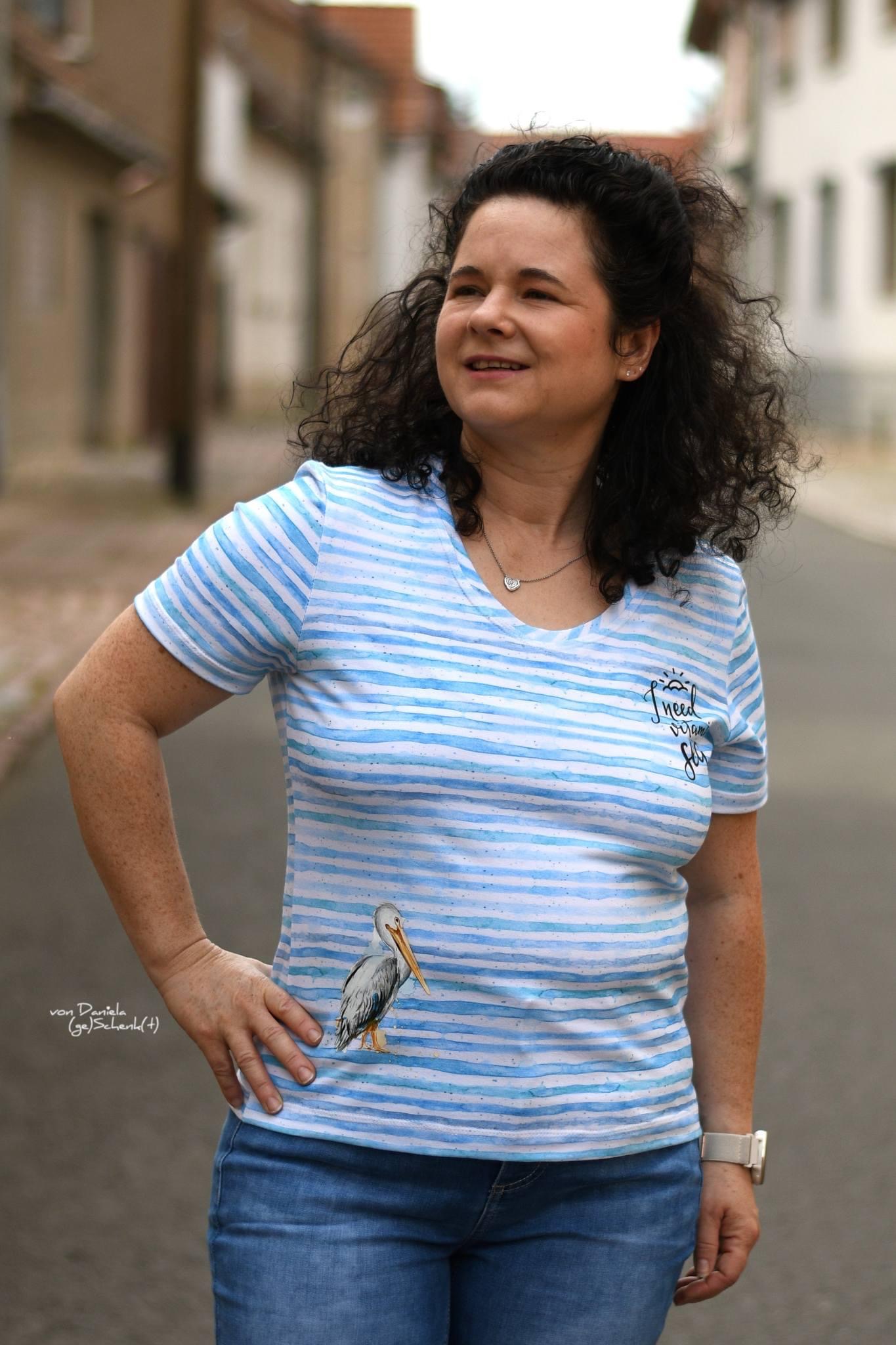 Bio Canvas Stoff  -  Anglerfisch Streifen  - SimoneKelly, Streifen, blau, Maritim, 100% Bio-Baumwolle