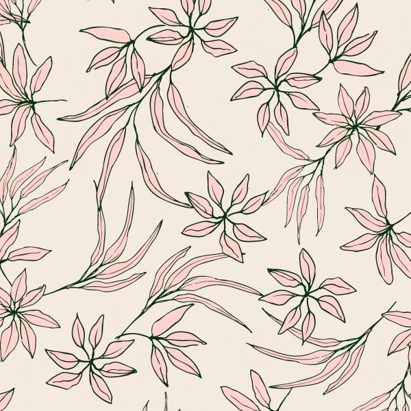 Bio Stoff -   Botanical Leaf Sketch creme