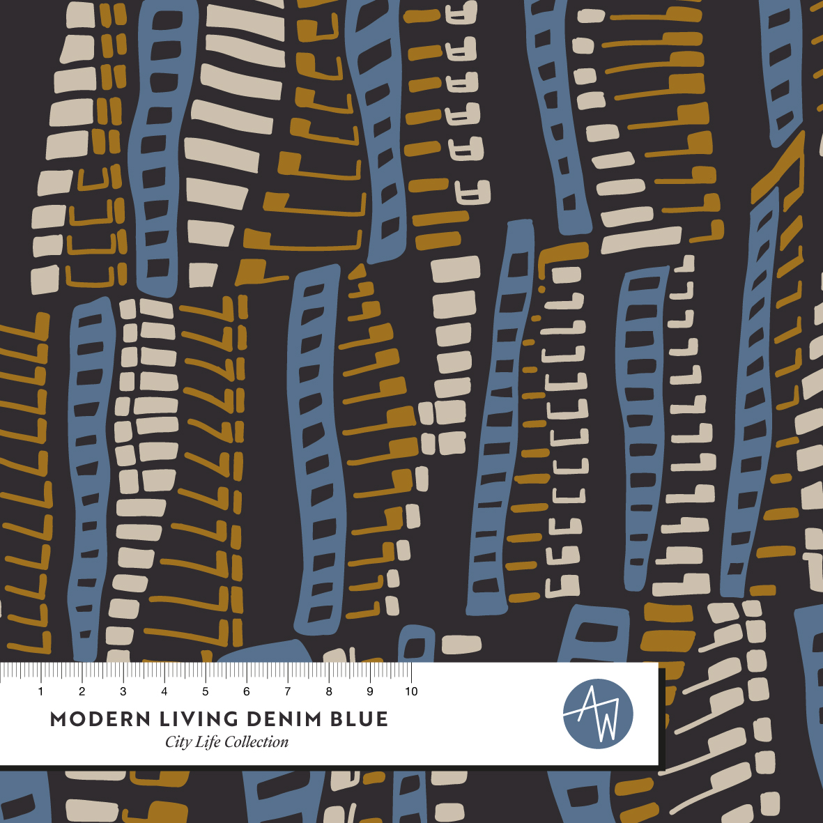 Bio Stoff  - Modern Living Denim Blue - AlexandraWeise, blau. Abstrakt
