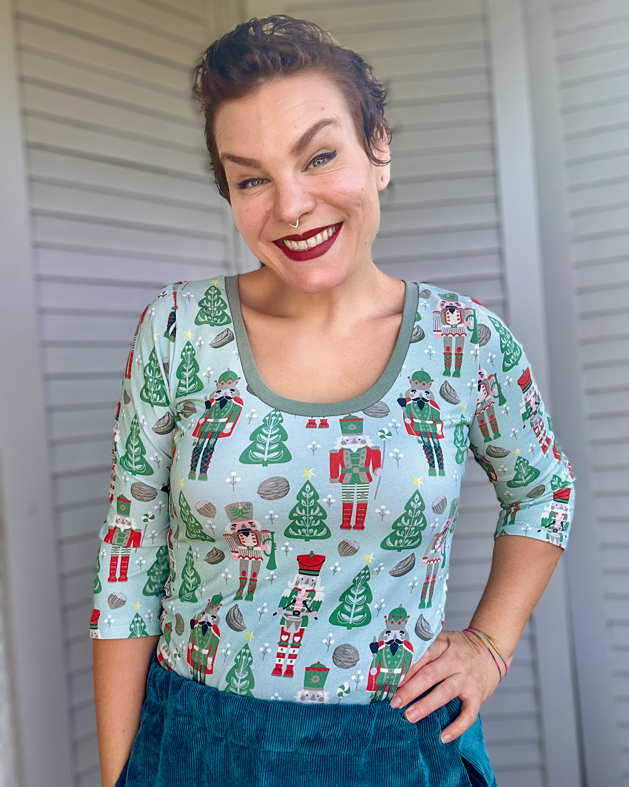 Bio Stoff  - Traditional Christmas Nutcracker icy mint - Annick
