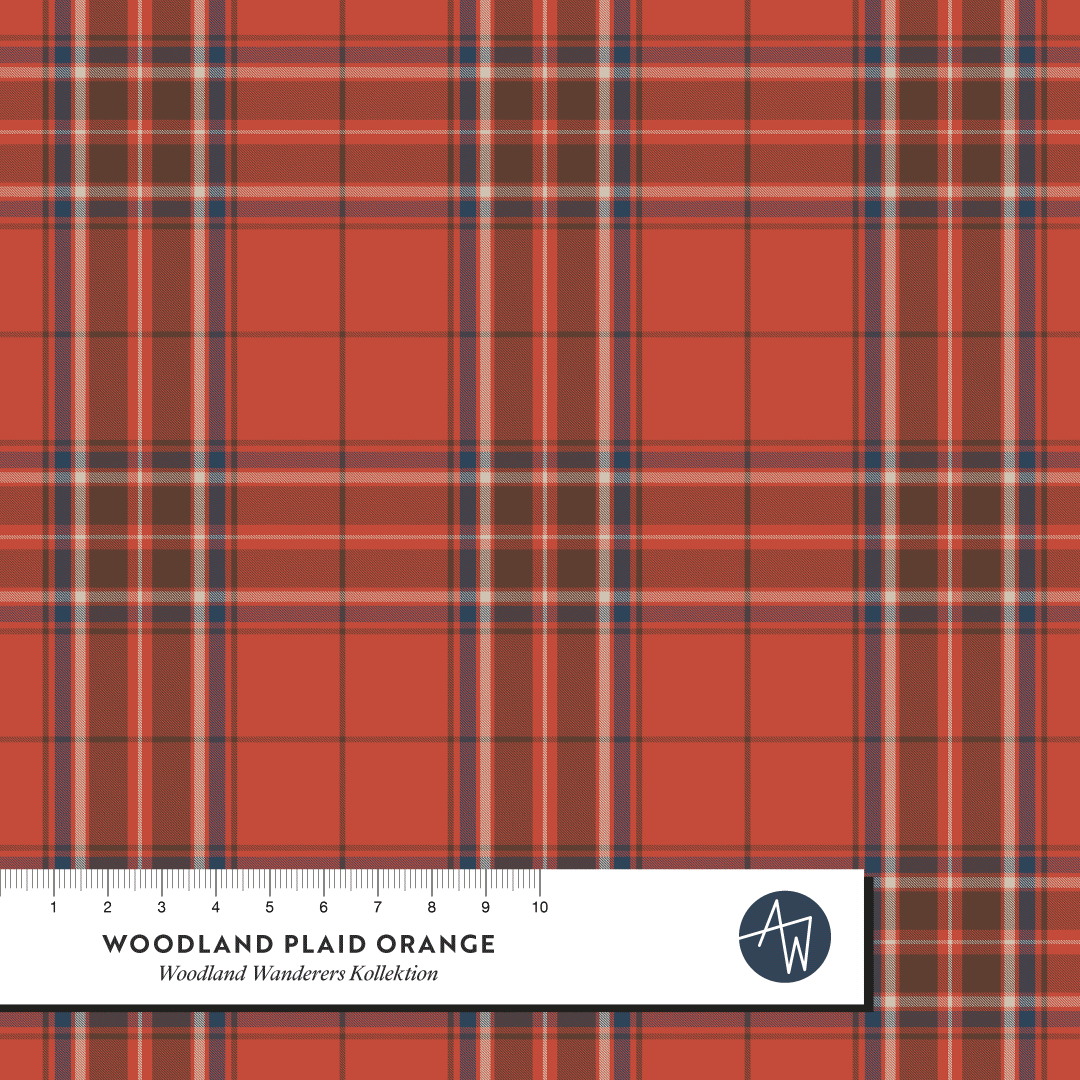 Bio Stoff - Woodland Plaid Orange von Alexandra Weise in orange Bio Stoff - Woodland Plaid Orange von Alexandra Weise in orange