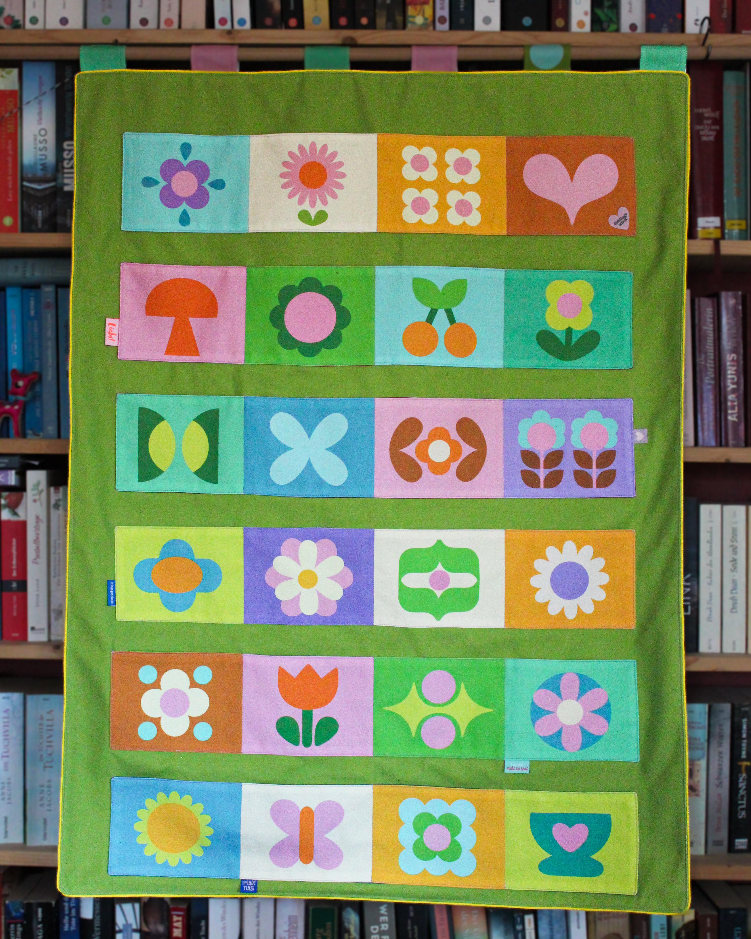 Bio Stoff  - 1m Panel Adventskalender Buntensilo bunt