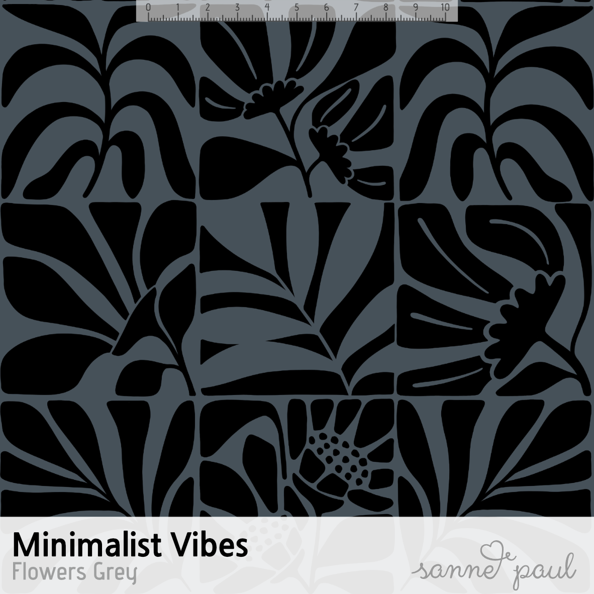 Bio Stoff - Minimalist Vibes Flowers Grey von Sanne Paul in grau