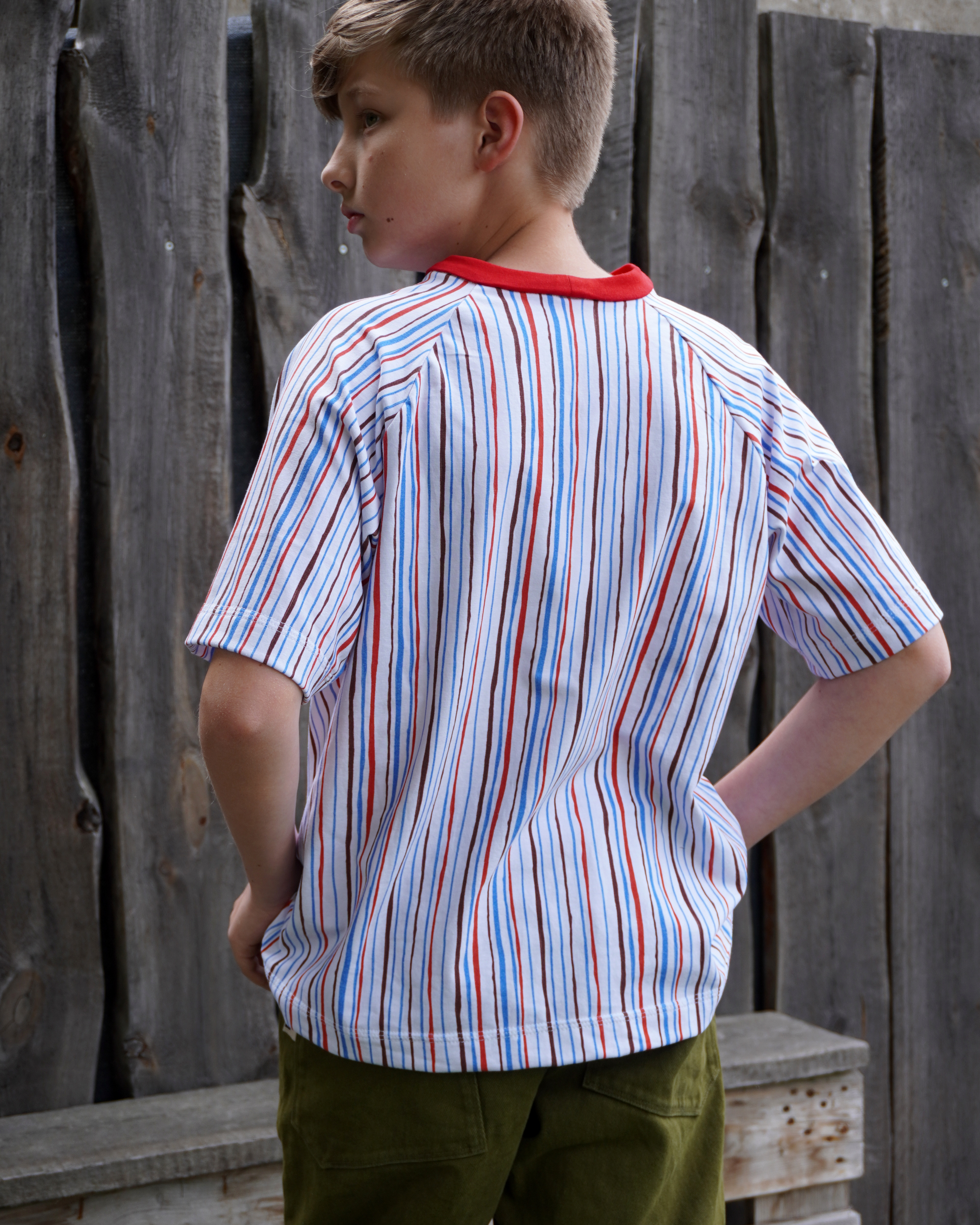 Bio Stoff  - Picnic Streifen blau