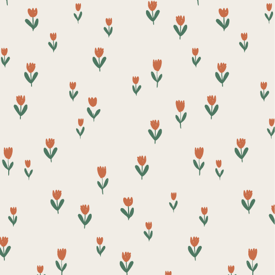 Organic Fabric  - Tiny Tulip ebony