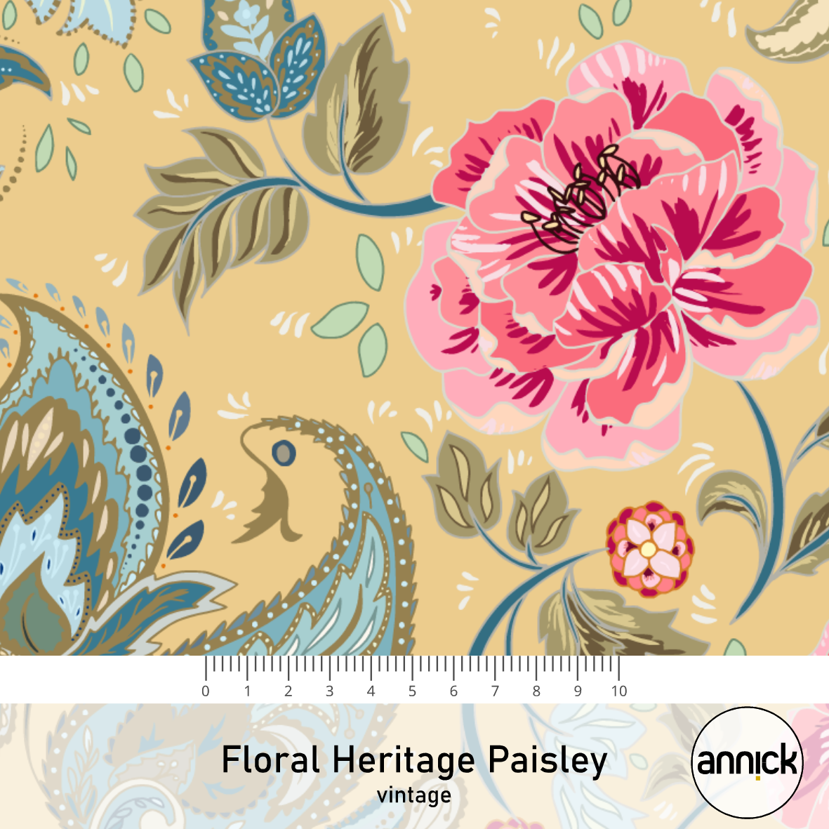 Bio Stoff  - Floral Heritage Paisley Vintage - Annick, beige, Blumen & Floral