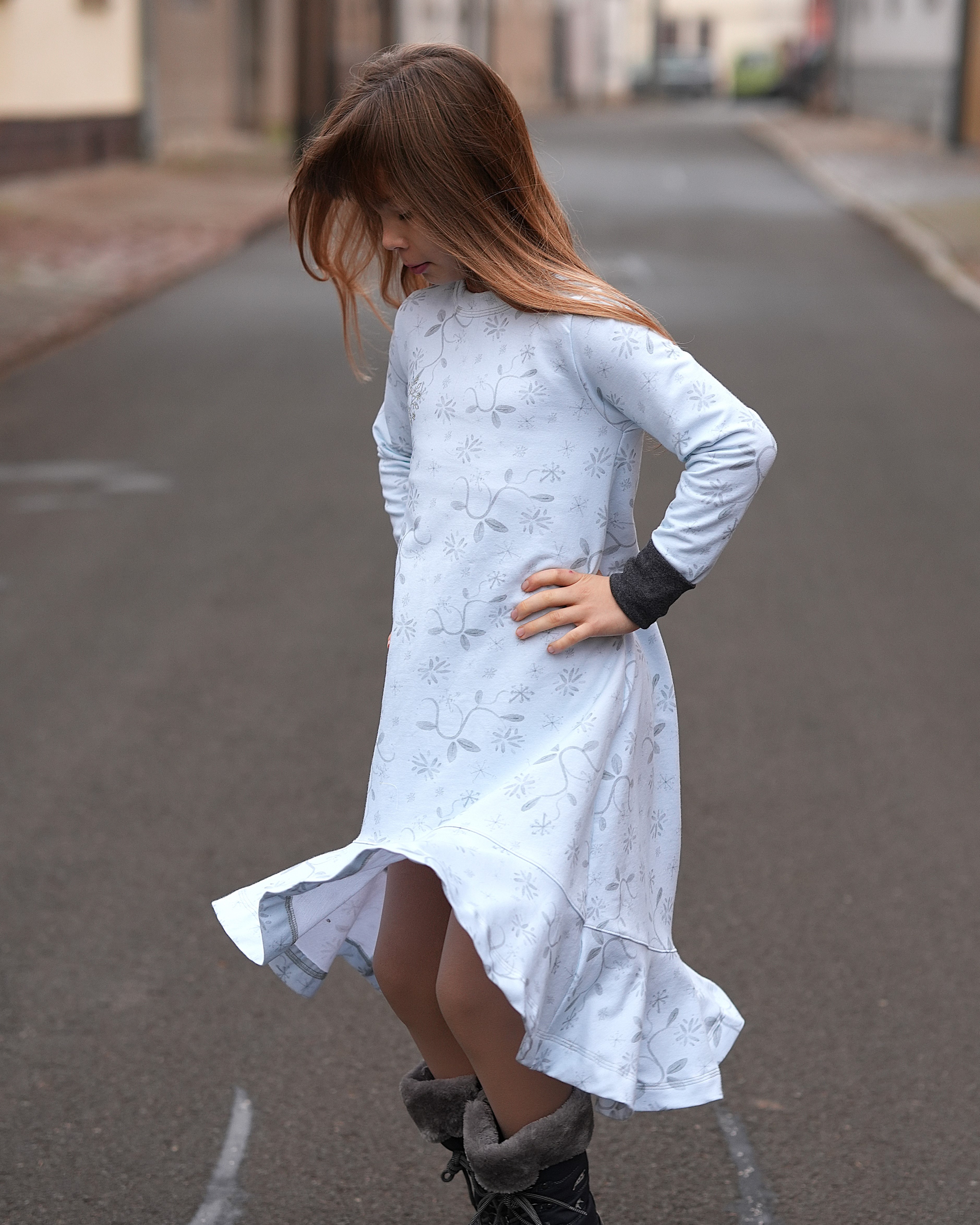 Bio Fabric - Ice Flower turquoise, large 