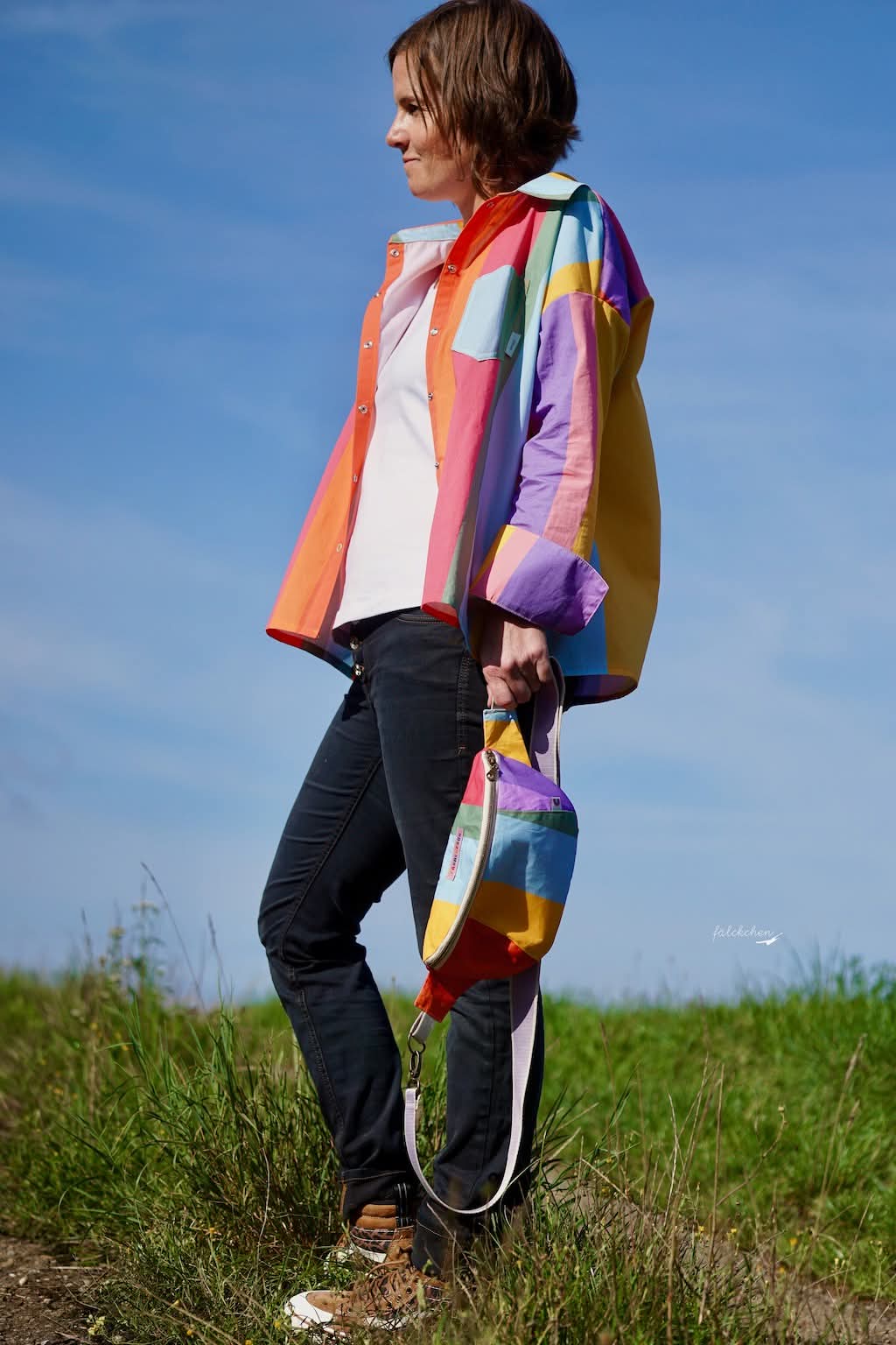 Scuba Stoff  -  Blockstreifen Sanftes Bunt  - LisaSanders, blau, Streifen, bunt, rosa, gelb, lila, Breite 150 cm