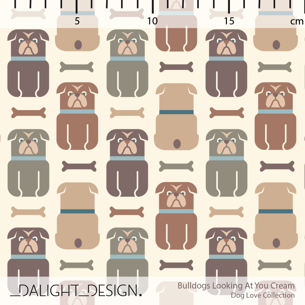 Bio Stoff - Bulldogs Looking At You Cream von Dalight Design in creme