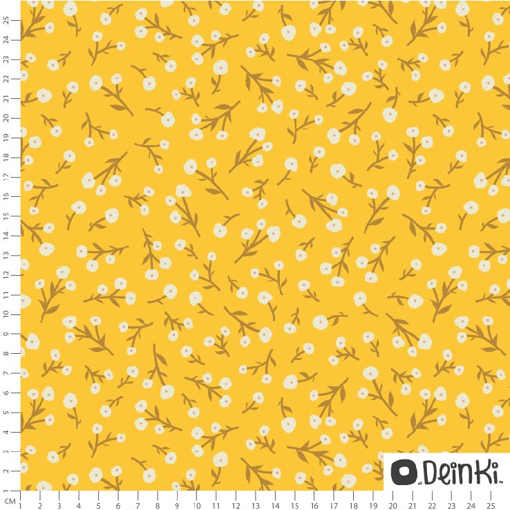 Baumwolle Stoff Gelber Stoff Mit Blumen Beschichtete Baumwolle