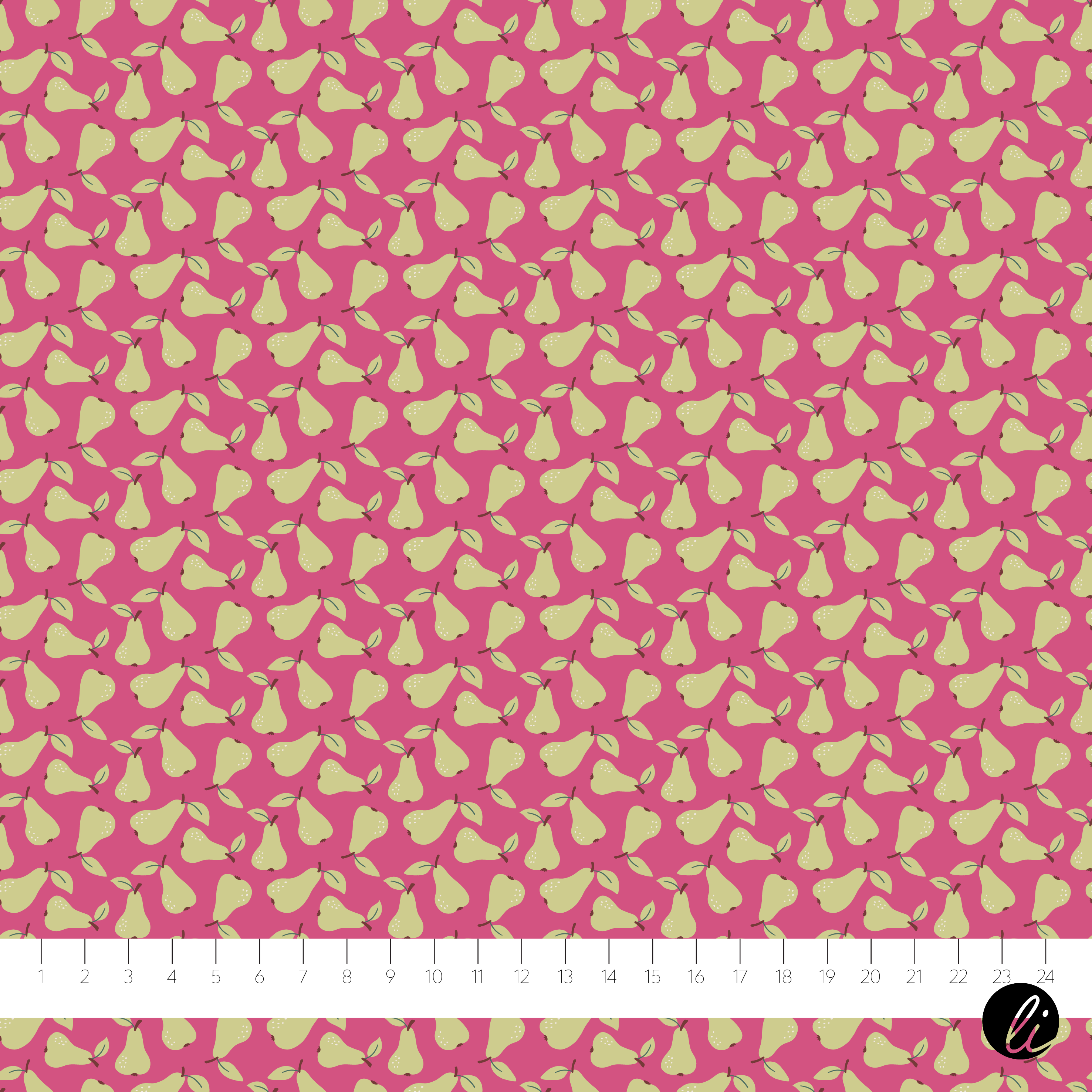 Organic Fabric - Mini Pear Pattern Pink by Andrea Liesert in pink