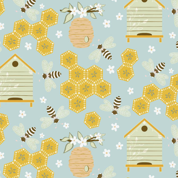 Bio Stoff - Bienenvolk türkis - misspeppels