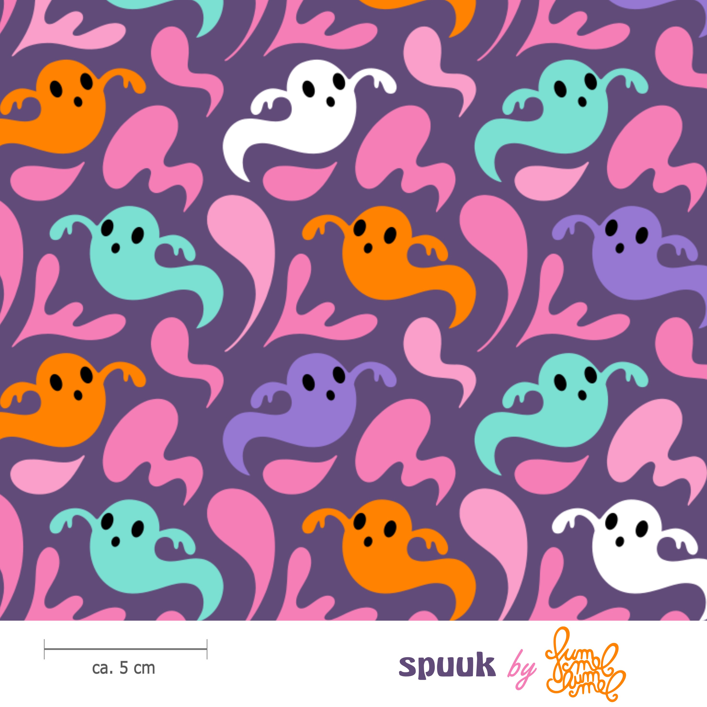 Bio Webware Stoff  -  Spuuk Party Nacht  - Fummelhummel, Halloween, lila, 100% Bio-Baumwolle