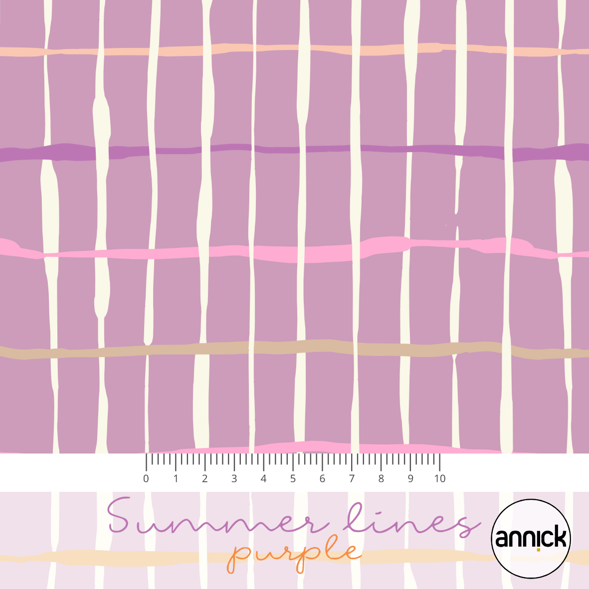 Bio Summersweat Stoff  -  Summer Lines Purple  - Annick, Kariert, Abstrakt, lila, Breite 150 cm