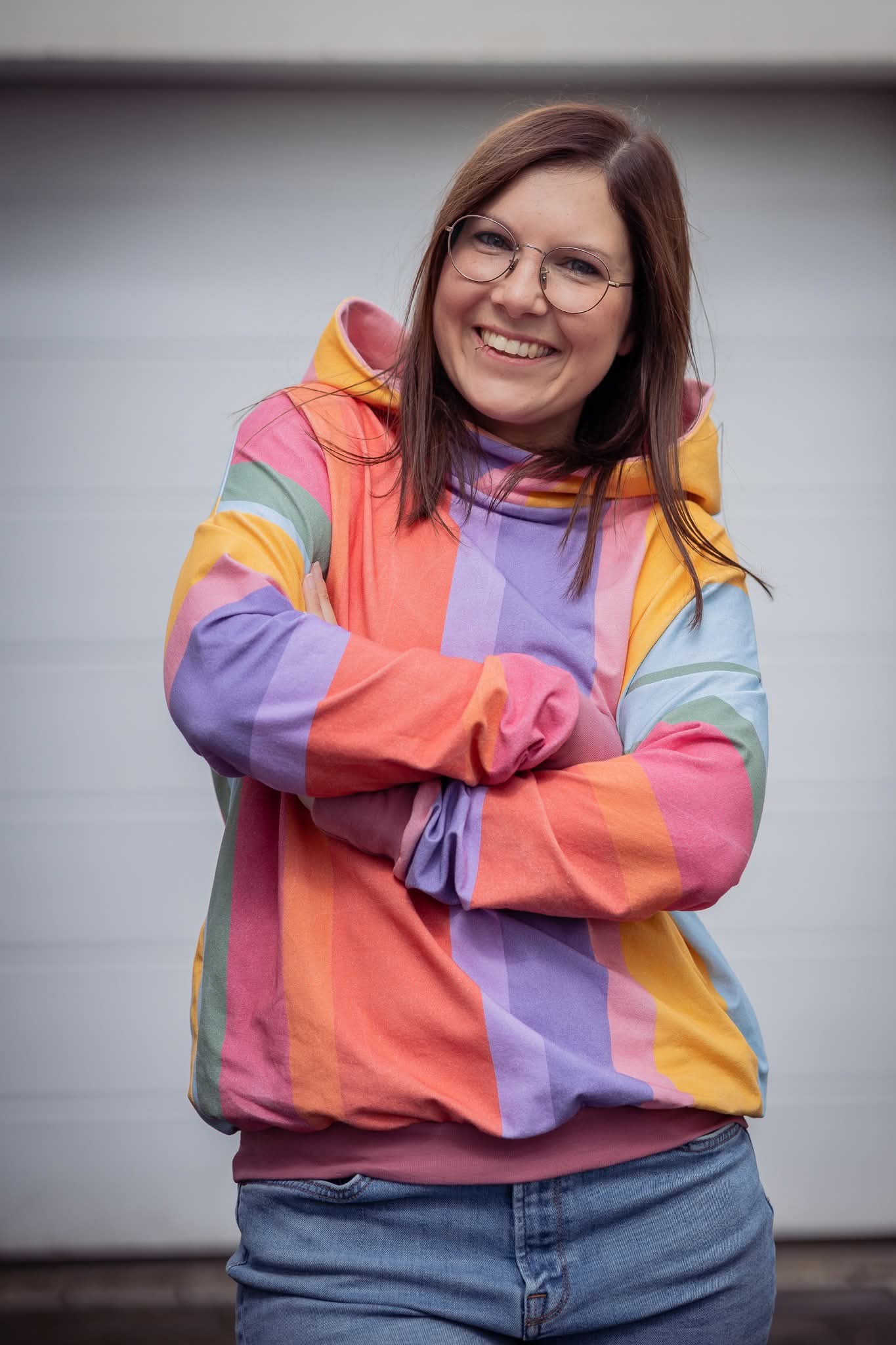 Scuba Stoff  -  Blockstreifen Sanftes Bunt  - LisaSanders, blau, Streifen, bunt, rosa, gelb, lila, Breite 150 cm