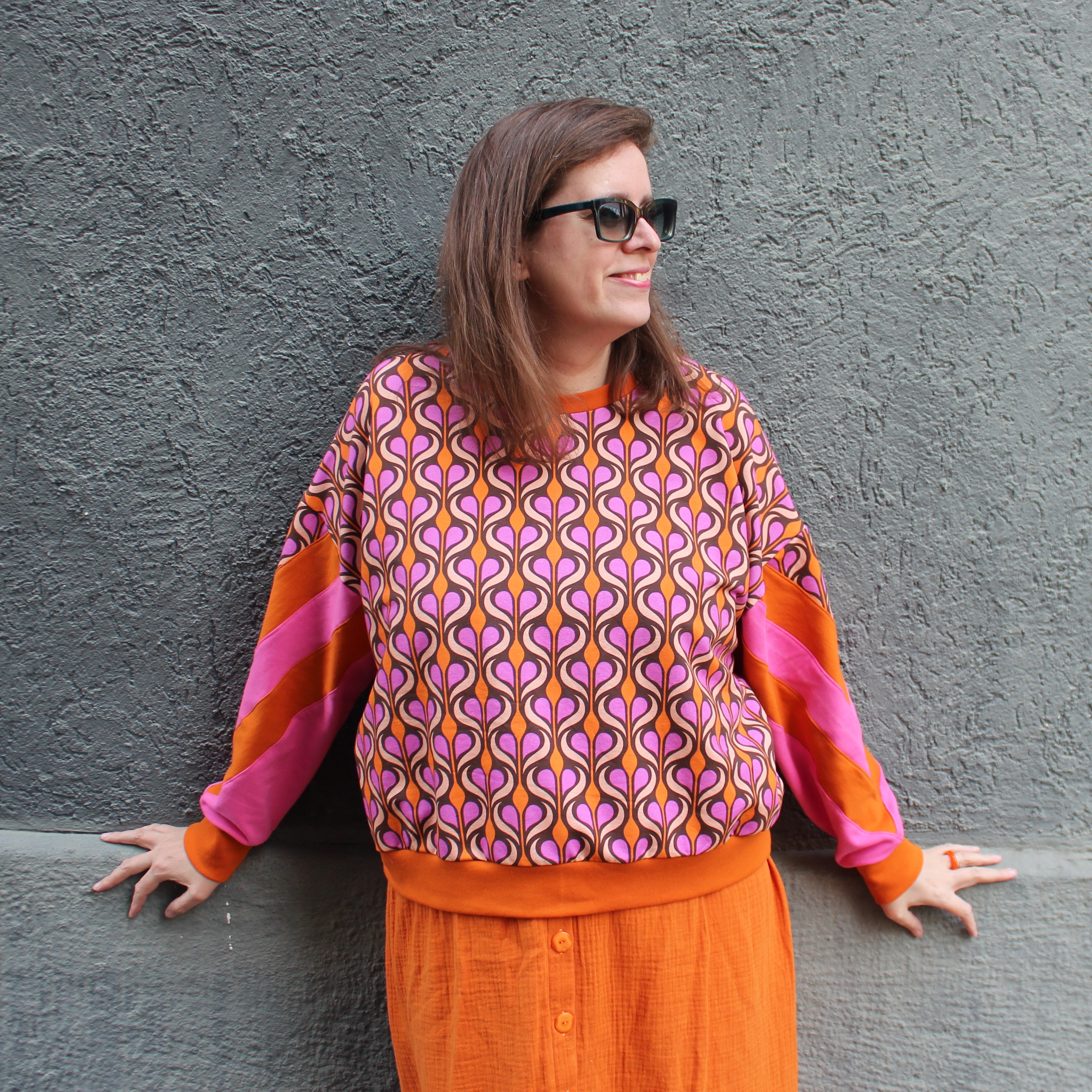 Organic Fabric - Loola Pink by Fummelhummel in pink and orange