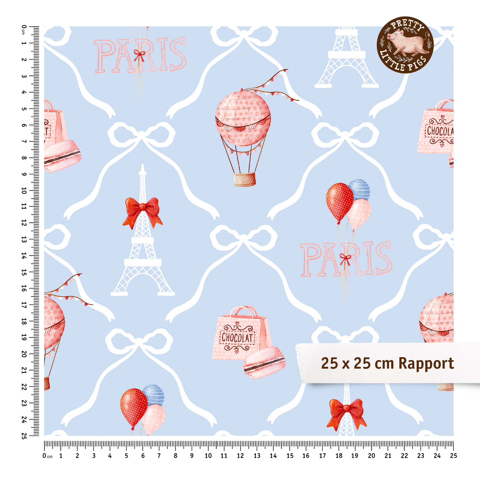 Organic Fabric  - Süße Abenteuer Flug über Paris light blue