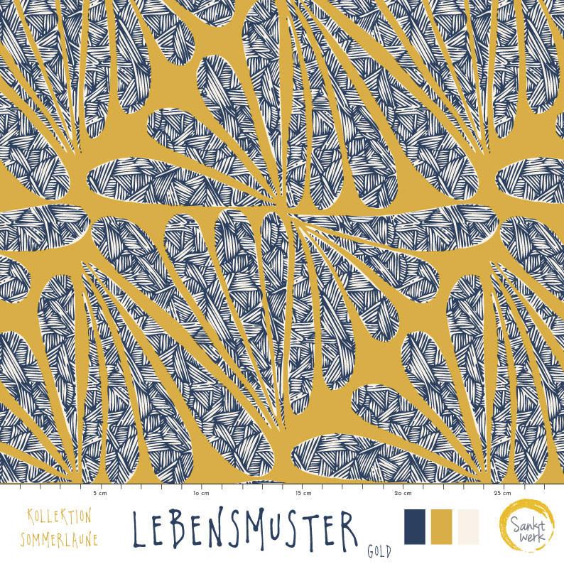Bio Stoff - Lebensmuster Gold von Sanktwerk in gelb