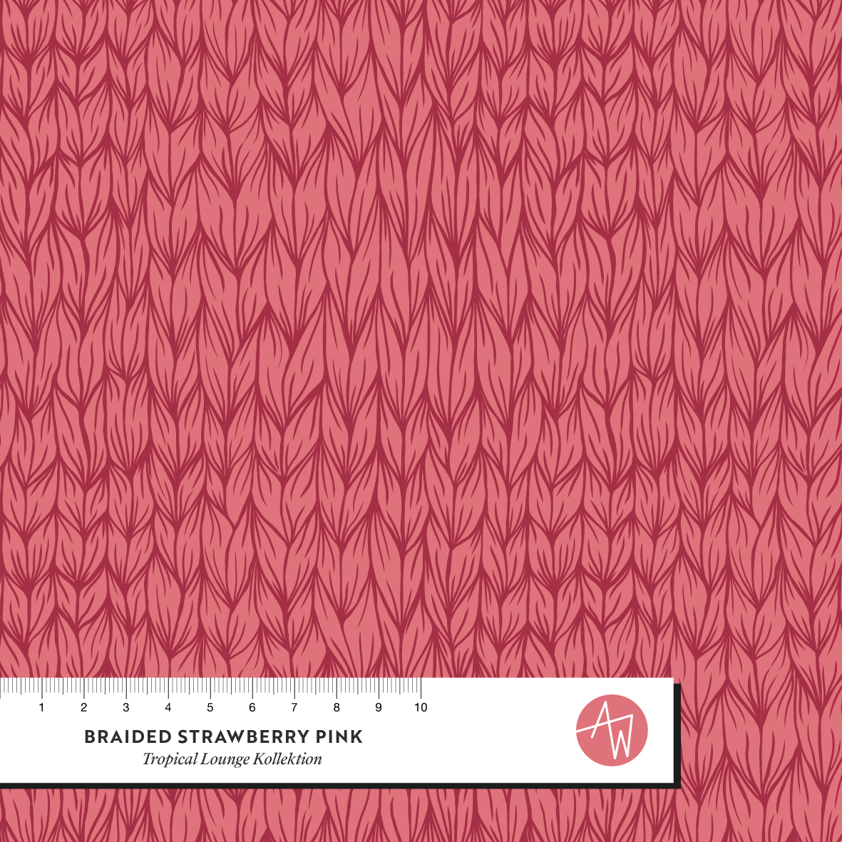 Organic Fabric - Braided Strawberry Pink by Alexandra Weise in pink