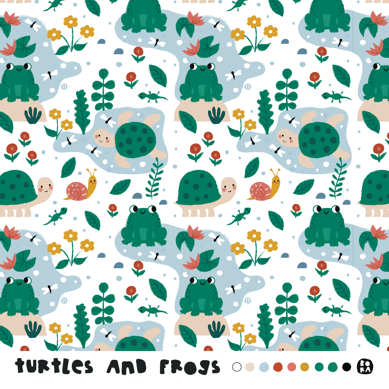 Organic fabrics - Turtles and Frogs
