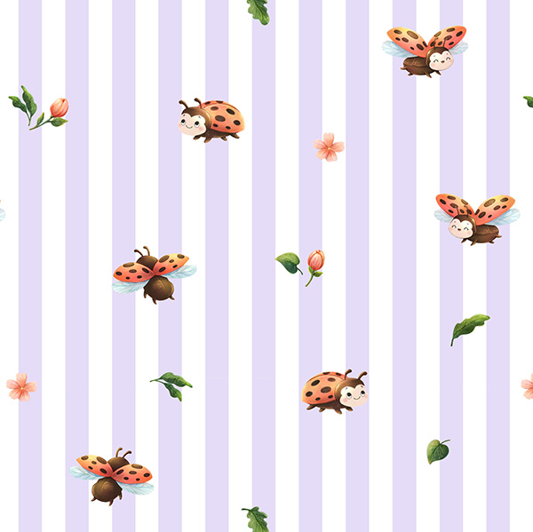 Organic fabric  -  Marienkäfer Stripes lilac