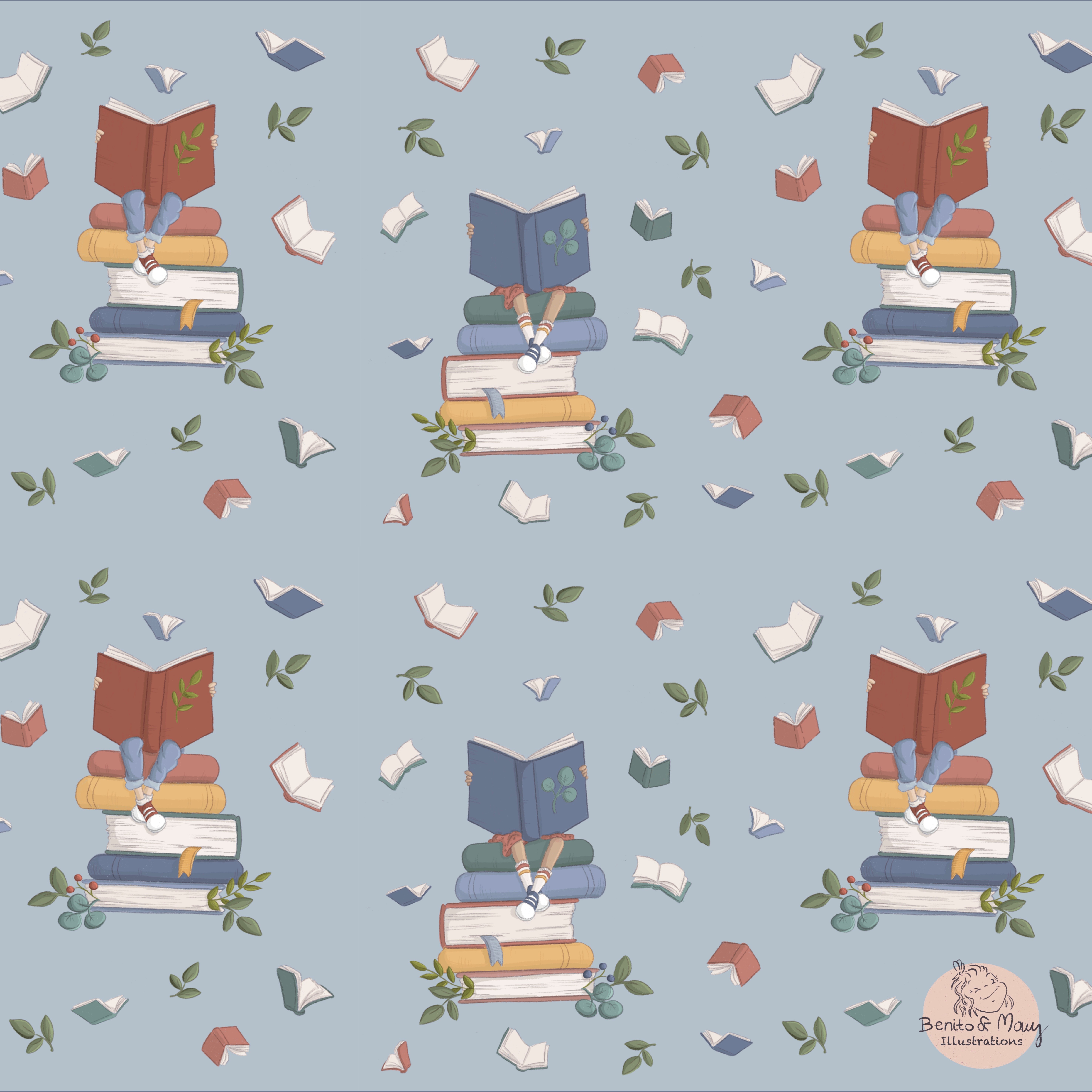Bücherliebe hellblau, Webware