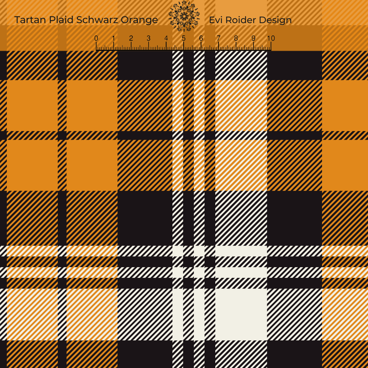 Bio Stoff - Tartan Plaid Schwarz Orange von Evi Roider in orange Bio Stoff - Tartan Plaid Schwarz Orange von Evi Roider in orange