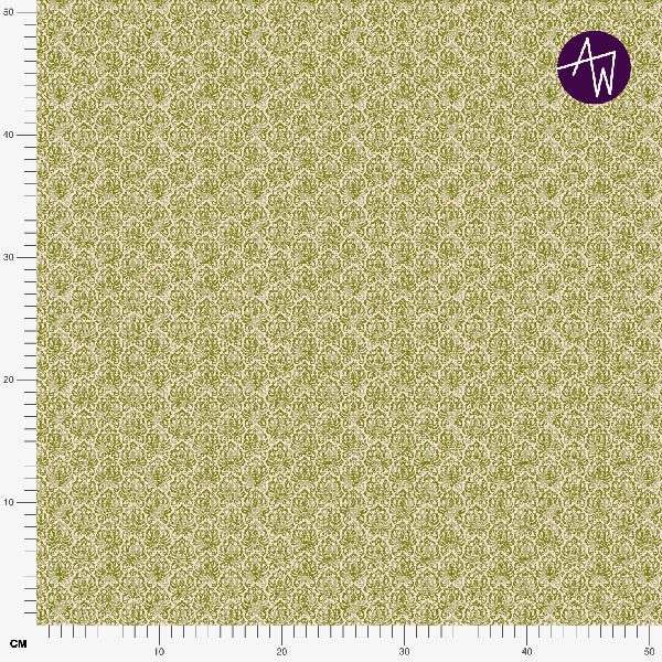 Organic fabric - Rustic Damask green