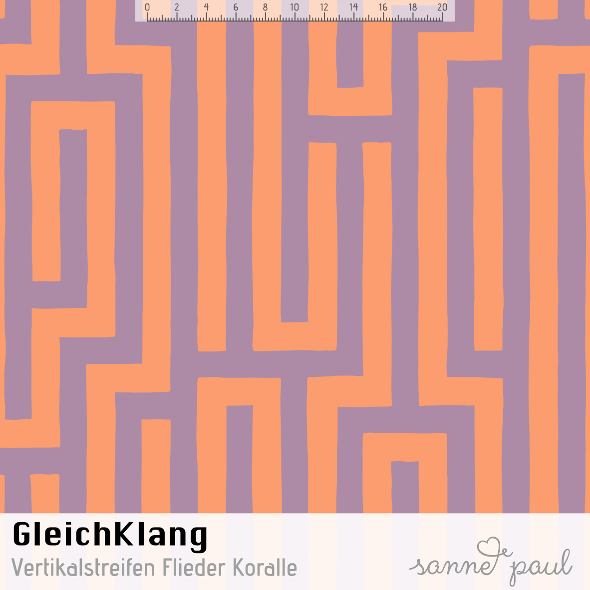 Bio Stoff - Gleichklang Vertikalstreifen flieder, koralle