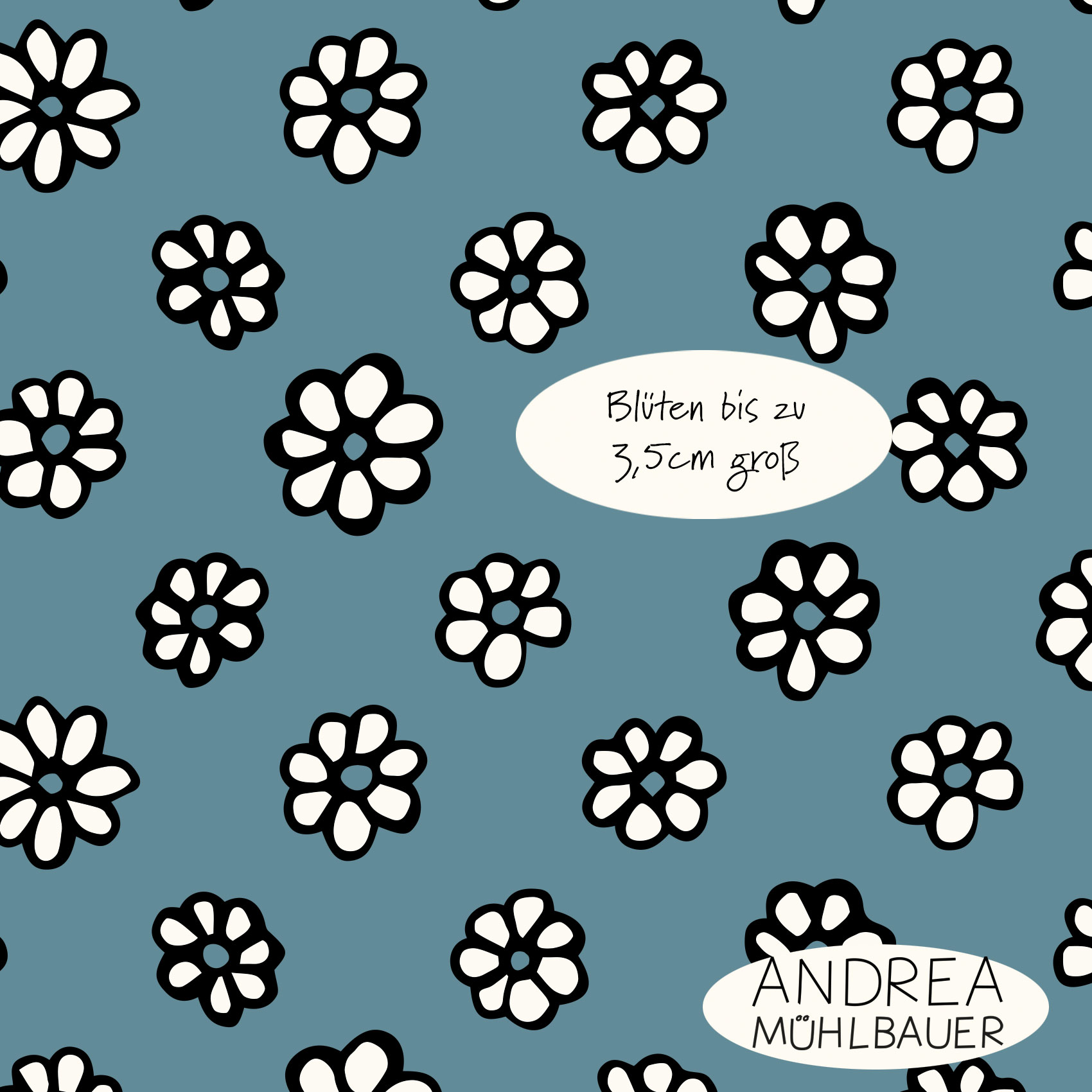 Bio Webware Stoff - Lots of Flowers Blau - AndreaMuehlbauer, blau, Blumen 100% Bio-Baumwolle Bio Webware Stoff - Lots of Flowers Blau - AndreaMuehlbauer, blau, Blumen 100% Bio-Baumwolle