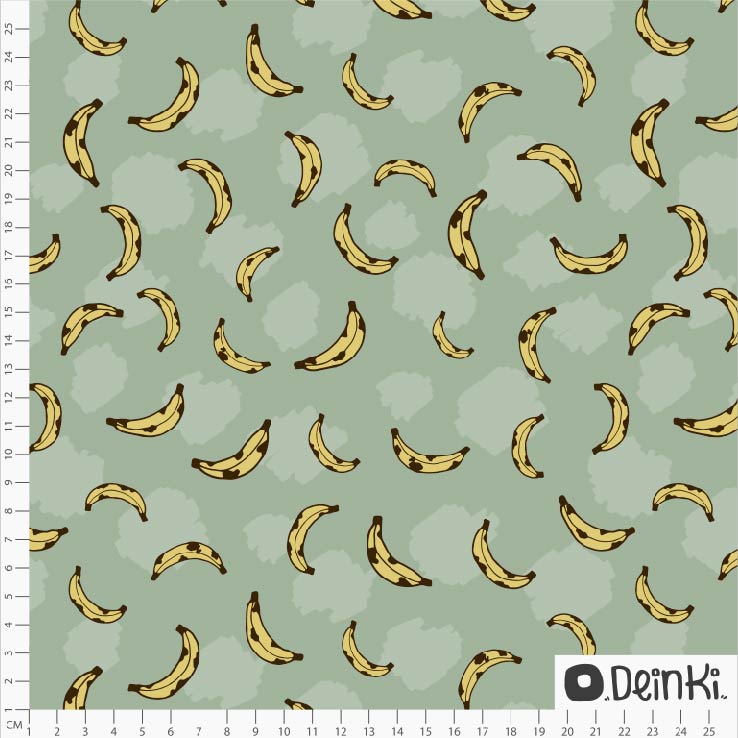 Bio Webware Stoff - Bananen - Deinki, Obst & Gemüse, grün, 100% Bio-Baumwolle Bio Webware Stoff - Bananen - Deinki, Obst & Gemüse, grün, 100% Bio-Baumwolle
