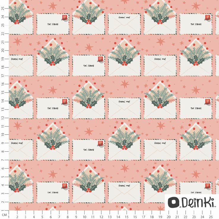 Bio Webware Stoff - Weihnachtsgrüsse Rosa - Deinki, rosa, Weihnachten, Gegenstände, 100% Bio-Baumwolle Bio Webware Stoff - Weihnachtsgrüsse Rosa - Deinki, rosa, Weihnachten, Gegenstände, 100% Bio-Baumwolle