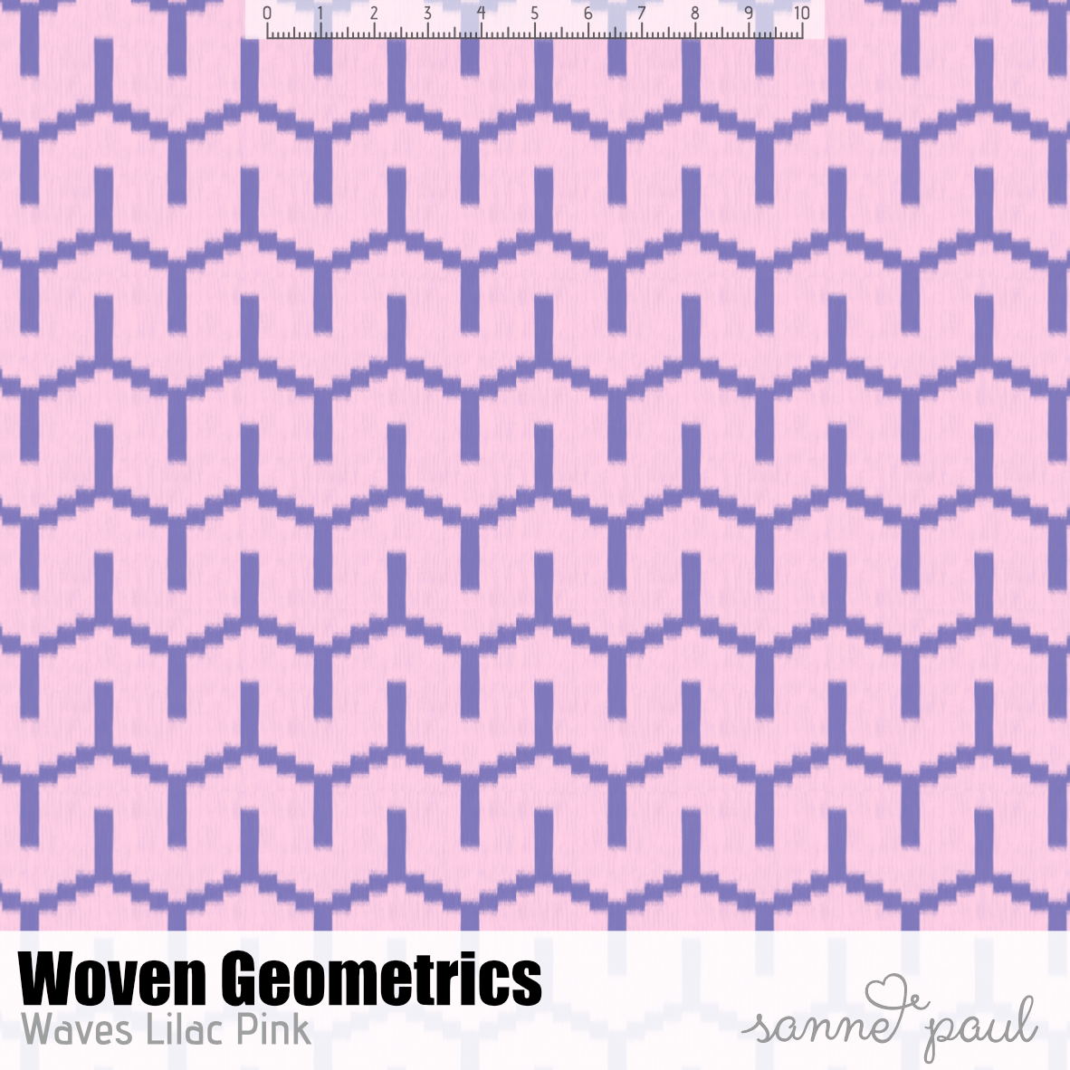 Bio Stoff - Woven Geometrics Waves lila, pink