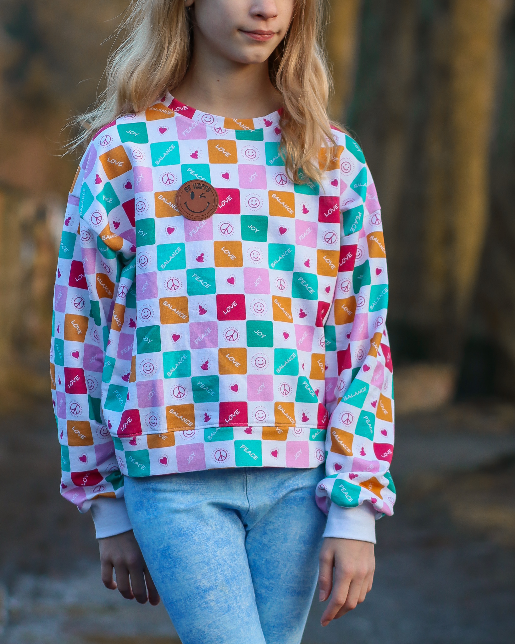 Organic Fabric  - Love Peace Joy Bunt